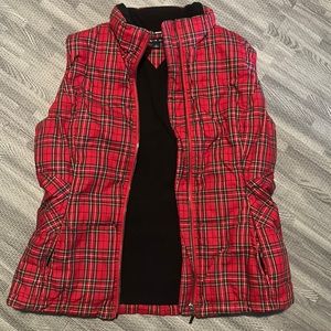 Tommy Hilfiger red plaid puffer vest size medium